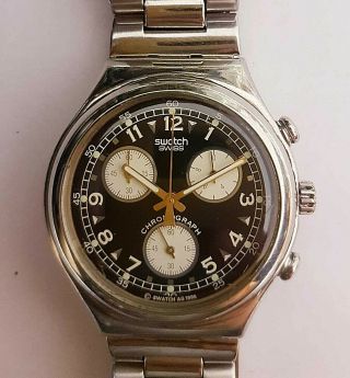 Vintage Swatch Ag 1995 Irony Chrono Stainless Steel Men 