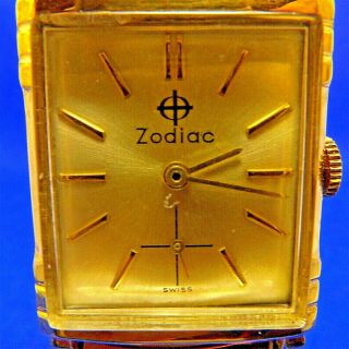 Vintage Zodiac Art Deco Square Gold Dial Cal.  36 Sub Seconds Watch