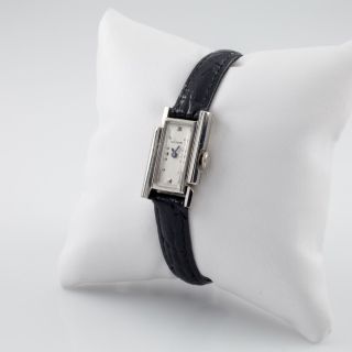 14k White Gold Women ' s Vintage Le Coultre Art Deco Hand - Winding Watch 3