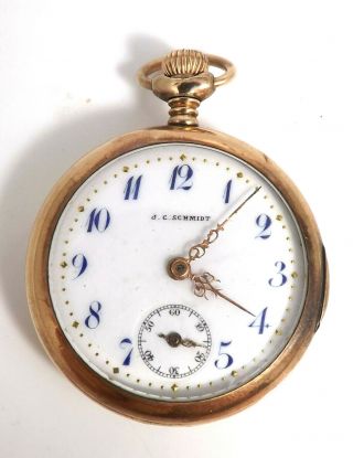 Running Early 1900s J C Schmidt Fahys Montauk Fancy Dial Ladies Pocket Watch S3