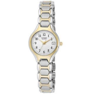 Ladies Citizen Quartz Classic Numbers Two Tone Stainless Watch W Date Eu2254 - 51a