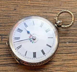 Antique Victorian 800 Silver 39mm Fob Watch - Ticking