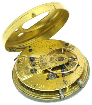 Early 19th C English Fusee Lever Movement For Repair By J Forber,  Liverpool