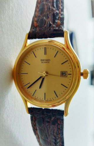 Seiko Sxe078p1 Gold Plated Watch Uhr Montre Vintage 90s Nos