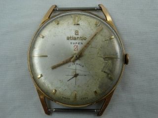 Atlantic 21 Peseux 320 Vintage Gold Plated Swiss Mens Watch Parts Repair
