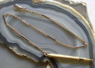 Vintage Art Deco Gold Filled Pocket Watch Chain,  Mechanical Pencil Fob