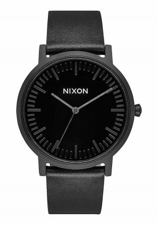Nixon Porter Leather In All Black/black A10581147 - 00
