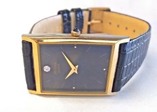 Vintage Pulsar Quartz Dress Watch Gold Tone Black Leather V500 - 5a70 Mens