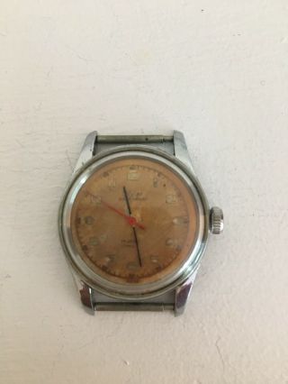 Vintage Wyler Mans Wristwatch 17 Jewels Swiss Military Style Ww2 Stainless