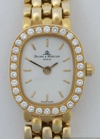 Vintage 14k Gold Factory Diamond Baume Mercier Ladies Wrist Watch