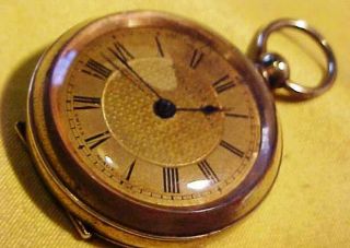Antique Attractive Gold Plated Small Key Wind Pocket Watch In Ornate Case No Key