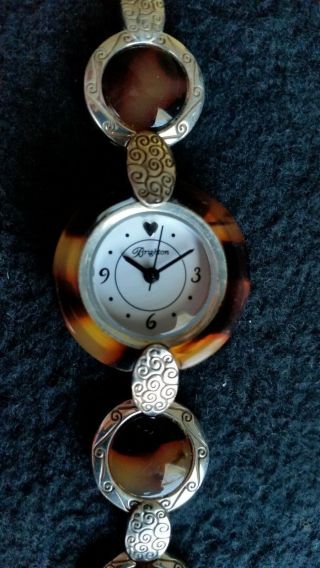 Ladies Brighton Watch Zaria Tortoise Shell/silver Bracelet Band With Heart Box