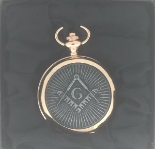 Boxx Rose Gold Case Two Tone Masonic Pocket Watch And Chain Boxed