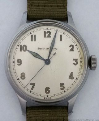 Stunning Jaeger Lecoultre Military Stainless Steel Mens Watch Sweep Seconds