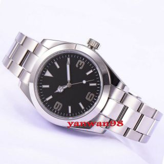40mm Parnis Polished Case Black Sterile Dial Sapphire Crystal Automatic Watch