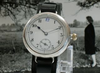 Fontainemelon Silver Borgel Trench Watch 1911 Chester Pre Ww1 Blue Twelve