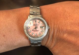 Rolex Datejust Stainless Steel Ladies Watch Mother Of Pearl - Diamond Bezel