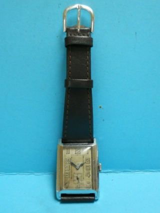 A Vintage 1940,  S Stainless Steel " Cyma " Rectangular Wristwatch.  Gwo.