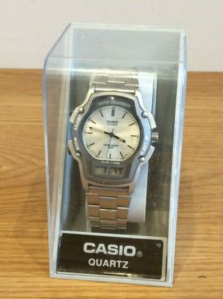 Vintage Casio AW24 Model 2318 Dual Time Auto Calendar Watch Boxed Ship Worldwide 2