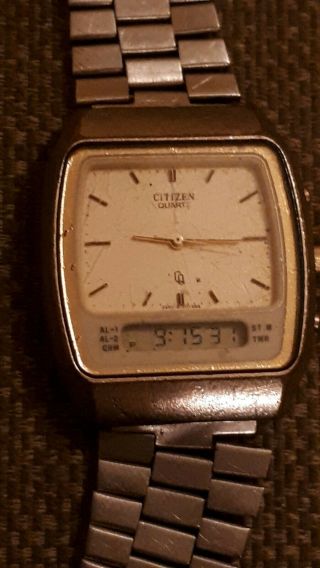 Vintage Citizen Ana Digital Quartz Chronograph Alarm Watch Gwo Gn 4 S 8950 S0286