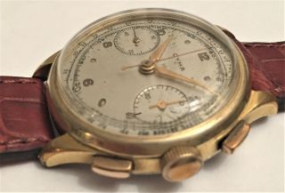 Mens Vintage Cyma Gold Plated Chronograph w/ Valjoux 22 Movement 3