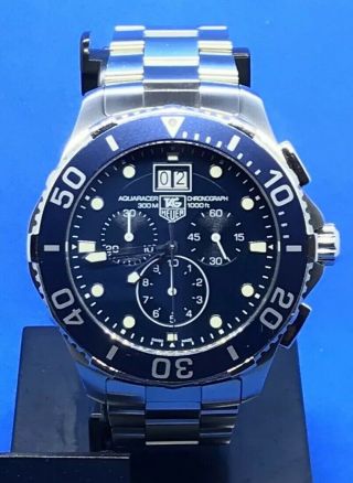 Tag Heuer Aquaracer Can1011.  Ba0821 Mens Blue Swiss Quartz Chronograph Date Watch
