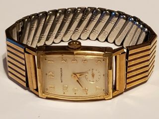 Rare Vintage Wittnauer 10k Gold Filled 17 Jewels Wind Up Wristwatch Men 