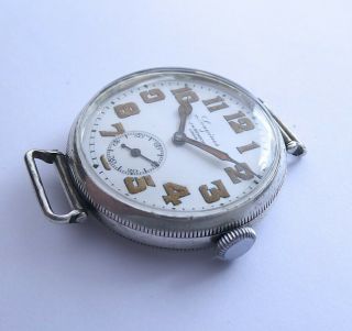 LONGINES RARE SILVER VINTAGE 1918 MILITARY TRENCH WATCH,  SCREW BACK AND TOP 7