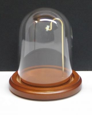 Plymor 3 " X 4 " Glass Display Dome With 4 " Walnut Wood Base Pocket Watch