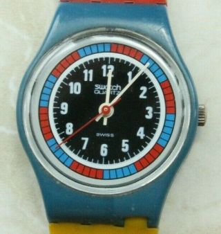 Swatch Ladies Ls102 - Tri - Color Racer / Year 1985