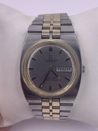 Vintage Mens Omega Constellation 751 Automatic Gold Stainless Day Date Watch
