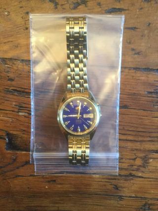 Vintage Orient 3 Star Automatic Watch Gently Worn Blue Face No.  Em16 - A0 Ca