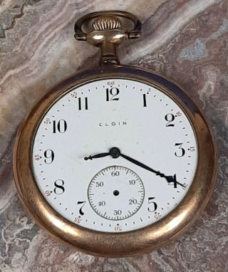 Antique Elgin 15j Open Face Pocket Watch 12 - 16s As - Is Parts,  Repair