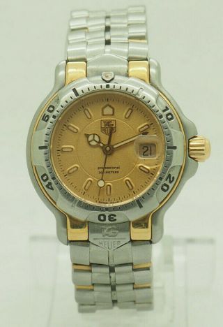 Ladies Tag Heuer 6000 Professional Wh1353 Steel & 18k Gold Date Swiss 29mm Watch