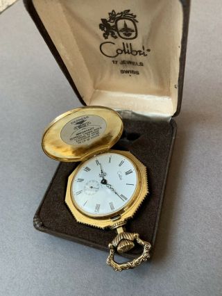 Colibri Pocket Watch 17 Jewels Gold Tone Swiss Made