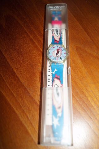 Vintage 1991 Swatch Gulp Gk 139 Watch In Case Massimo Giacon Designer