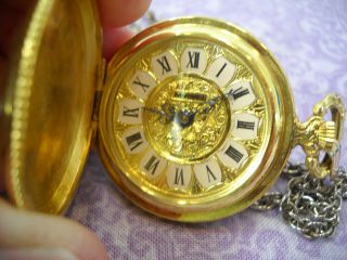 Vintage Gold Tone Mawi Pocket Watch Or Pendant Watch Roman Numerals Wind Up