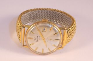Vintage Precimax 17 Jewel Gold Plated Swiss Watch On A Tessuflex Mesh Watch Band