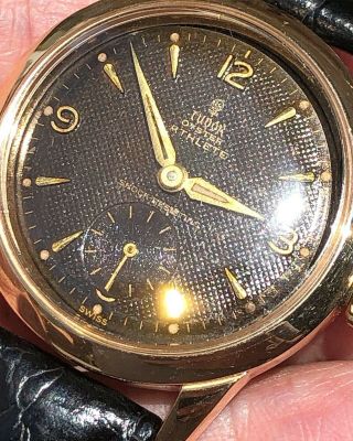 Tudor Rolex Oyster Athlete Vintage Black Gilt Tropical Honeycomb Dial Watch