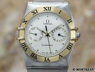 Omega Constellation Calendar Men 18k Solid Gold Ss Swiss Made Watch C.  2000 S34