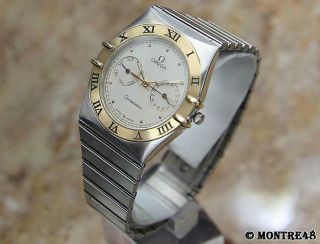 Omega Constellation Calendar Men 18k Solid Gold SS Swiss Made Watch c.  2000 S34 2