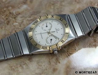 Omega Constellation Calendar Men 18k Solid Gold SS Swiss Made Watch c.  2000 S34 6