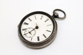 Antique Victorian C1886 Solid Silver Key Wind Pocket Watch A/f 14785