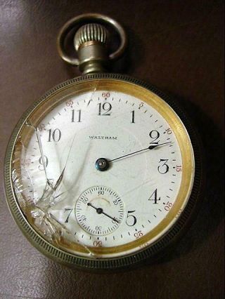 1907 Am Waltham Pocket Watch 18s Nickel Silver Case 17j Of For Parts/restoration