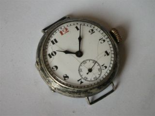 Antique Ww1 Large Silvertrench Wrist Watch.  1915.