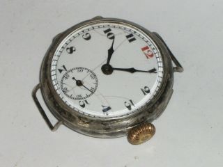 Antique WW1 Large SilverTrench Wrist Watch.  1915. 2