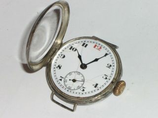 Antique WW1 Large SilverTrench Wrist Watch.  1915. 4