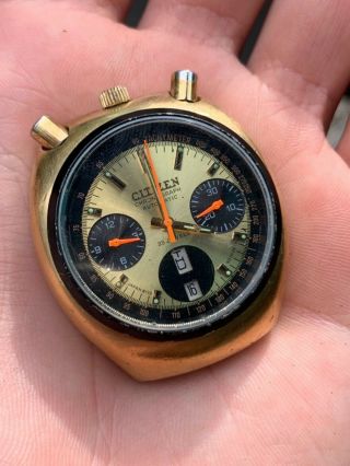 Vintage Citizen Bullhead Chronograph Goldplated Automatic Mens Watch