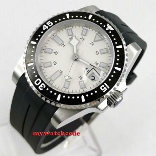 40mm Bliger Sterile White Dial Sapphire Glass Ceramic Bezel Automatic Mens Watch