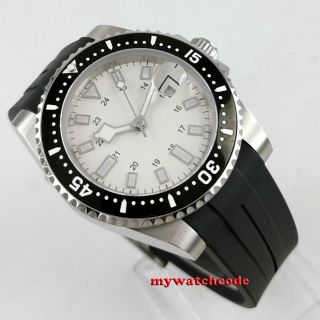 40mm bliger sterile white dial sapphire glass ceramic bezel automatic mens watch 2